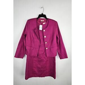 New Appleseed’s Pink 2pc Suit Dress Blazer Set Size 12P Opal Buttons Career k
